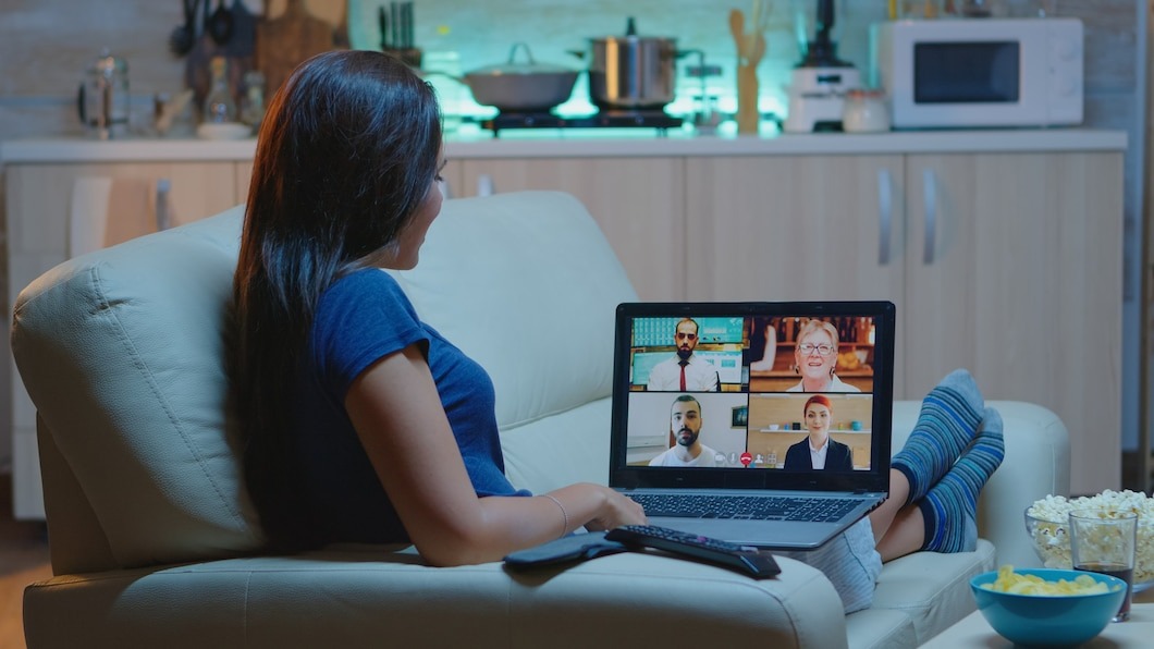 woman freelancer having web chat